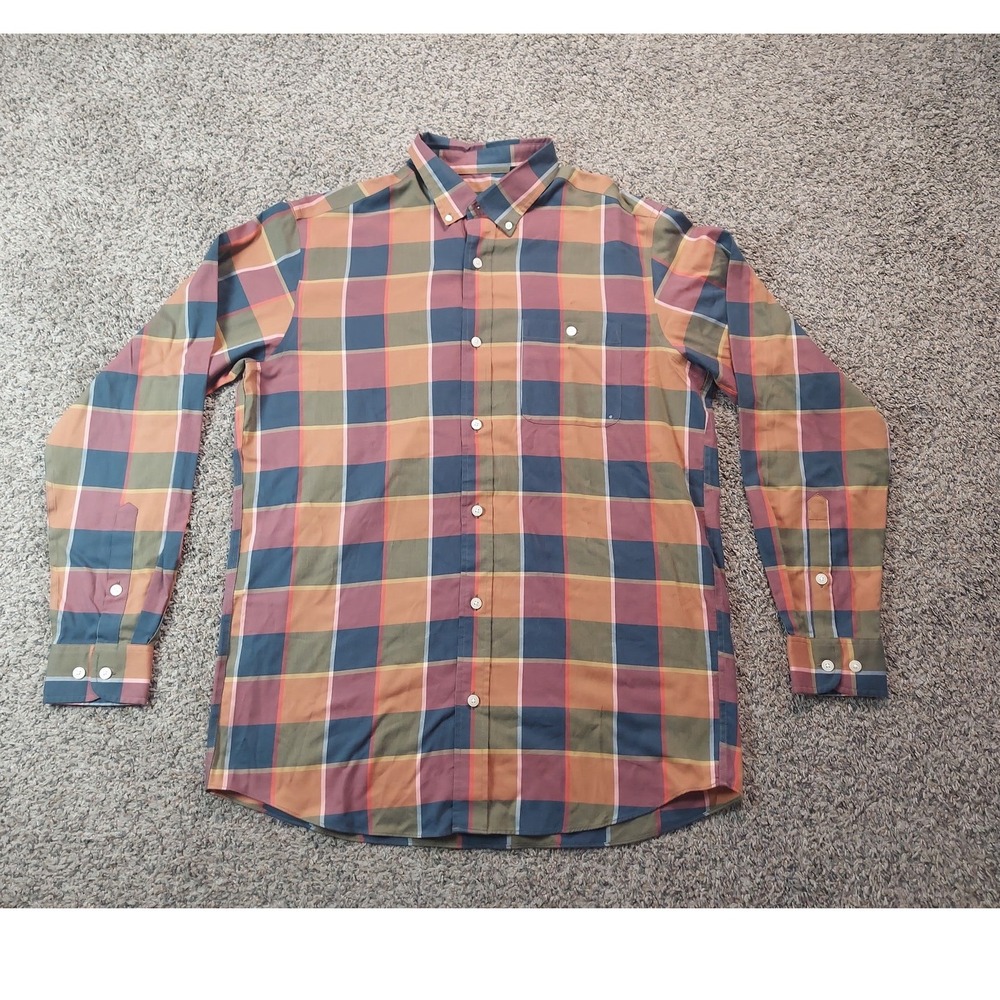 Orvis Classic Fit Plaid Button Down Shirt L Tall Multicolor Mens Outdoor Cotton